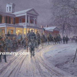 MERRY CHRISTMAS, GENERAL LEE General Lee is greeted by civilians as he leaves a holiday dinner. Dec. 25, 1862, Fredericksburg, Va. Image size 18 X 28" Issue price: $225