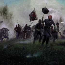 ON THEY CAME WITH FLAGS FLYING BG Lewis A Armistead Pickett's Charge, Gettysburg, July 3, 1863 Image size 13.5" X 30" In stock and available Current price - $200